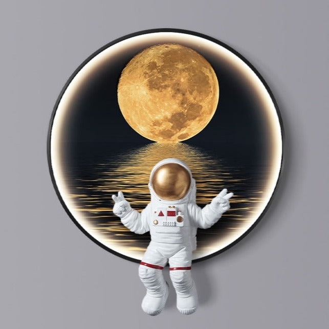 Astronaut on Moon Wall Light: Illuminate with Space-ChandeliersDecor