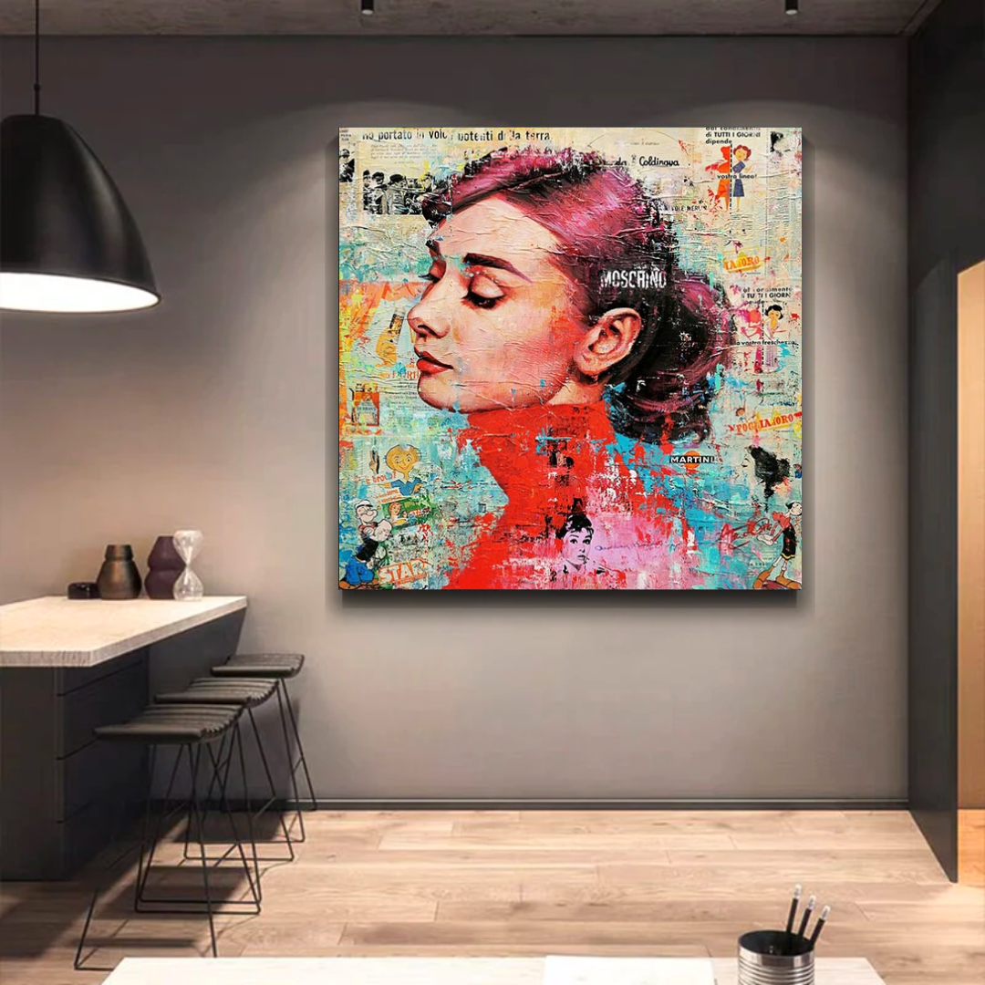 Audrey Hepburn Brushed Wall Art - Stunning Decor-ChandeliersDecor