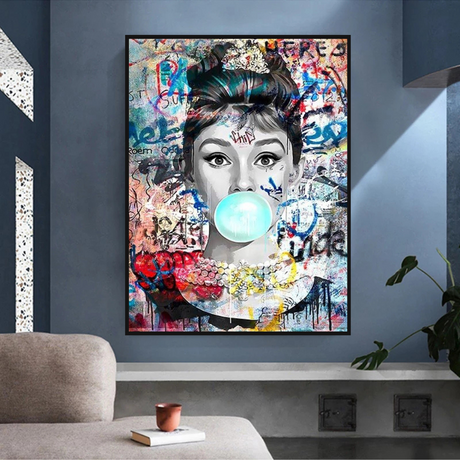 Audrey Hepburn Chewing Gum Art - Unique Expression-ChandeliersDecor