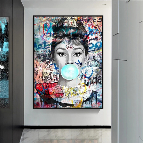 Audrey Hepburn Chewing Gum Art - Unique Expression-ChandeliersDecor