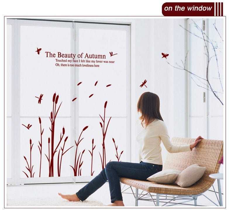 Reed Flowers and the Beauty of Autumn Wall Stickers | Home Windows Removable Wall Decal Stickers