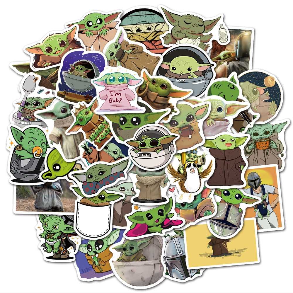 Baby Yoda Stickers Pack: Unique Designs for Fans-ChandeliersDecor