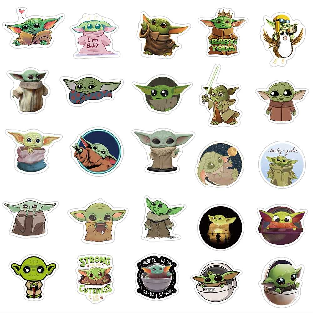 Baby Yoda Stickers Pack: Unique Designs for Fans-ChandeliersDecor