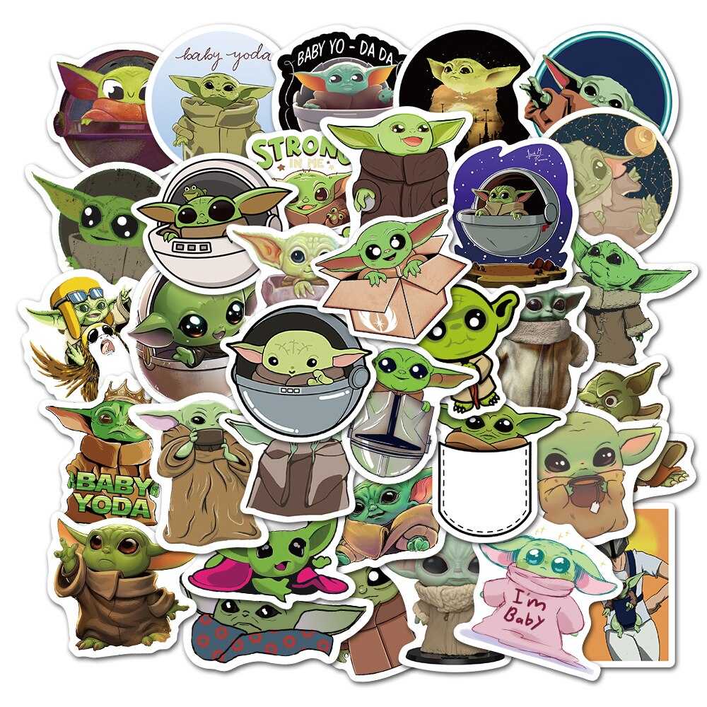 Baby Yoda Stickers Pack: Unique Designs for Fans-ChandeliersDecor