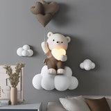 Balloon Bear Statue Wall Hanging Globe Light for Kids Room-ChandeliersDecor