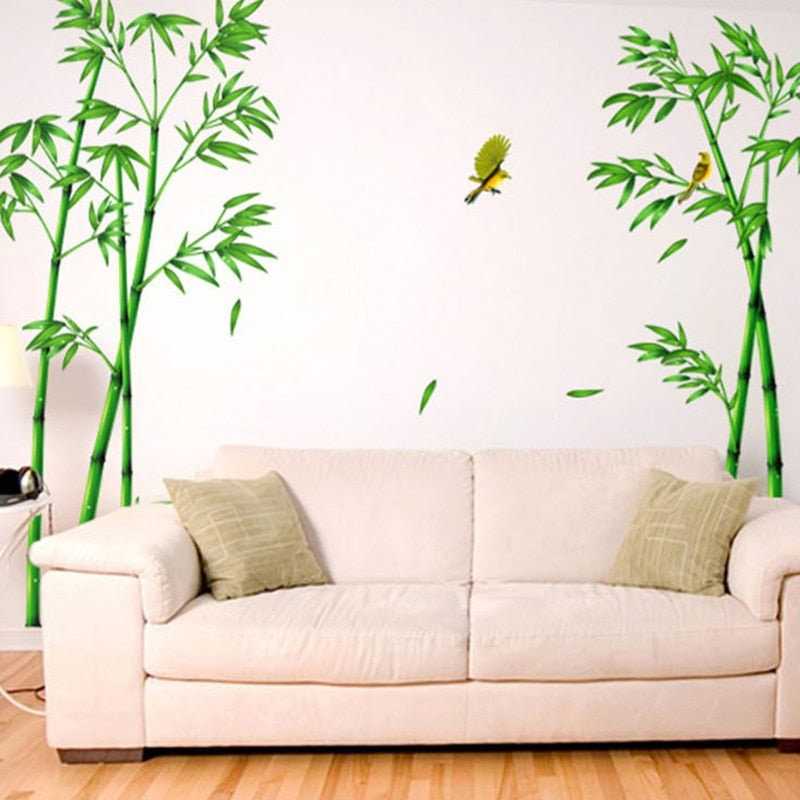 Green Bamboo Forest Depths Wall Sticker | Tree Home Decor Decals for Living Room Decoration