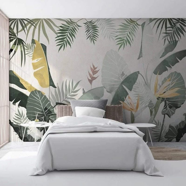 Banana Leaves Tropical Wallpaper Mural-ChandeliersDecor.com