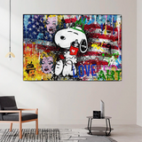 Banksy American: Snoopy Love Canvas Wall Art-ChandeliersDecor