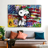 Banksy American: Snoopy Love Canvas Wall Art-ChandeliersDecor