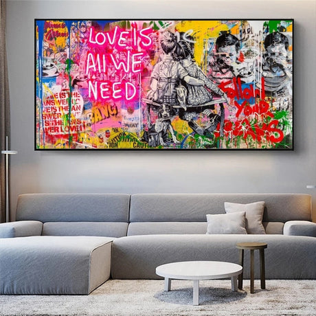 Banksy Art Love Is All We Need Canvas Wall Art