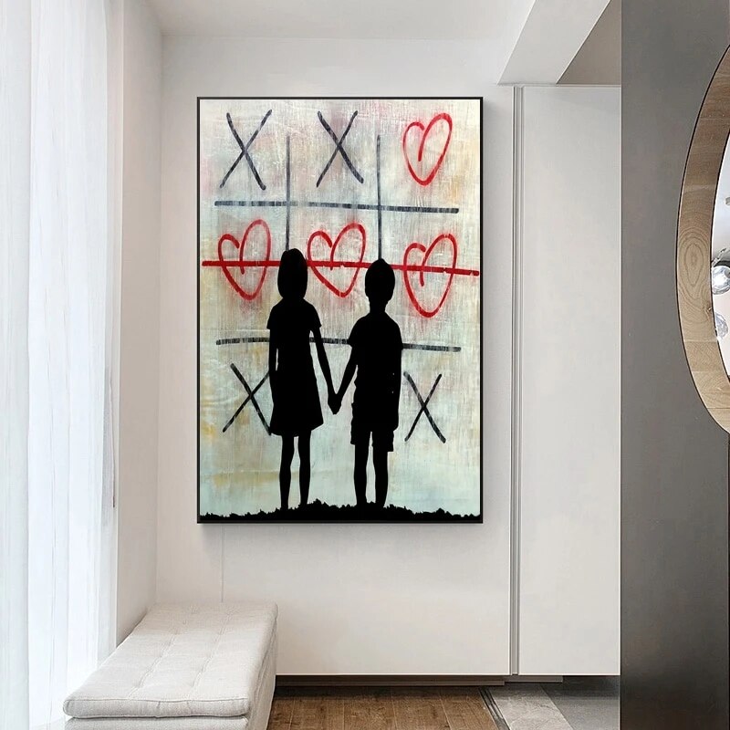 Banksy Artwork Brother and Sister Canvas Wall Art-ChandeliersDecor