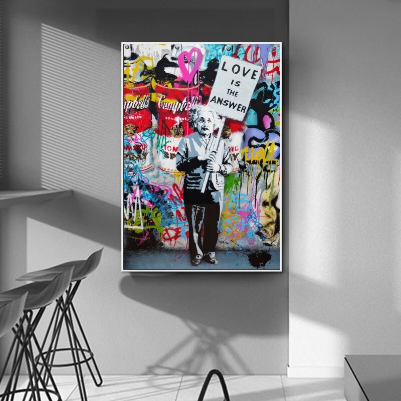 Banksy Artwork Love is the answer Canvas Wall Art-ChandeliersDecor