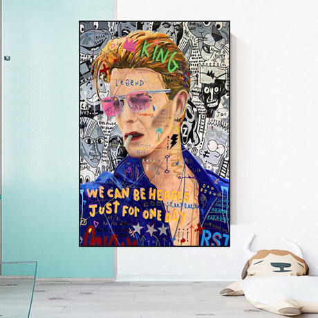 Banksy David Bowie Singer Canvas Wall Art-ChandeliersDecor