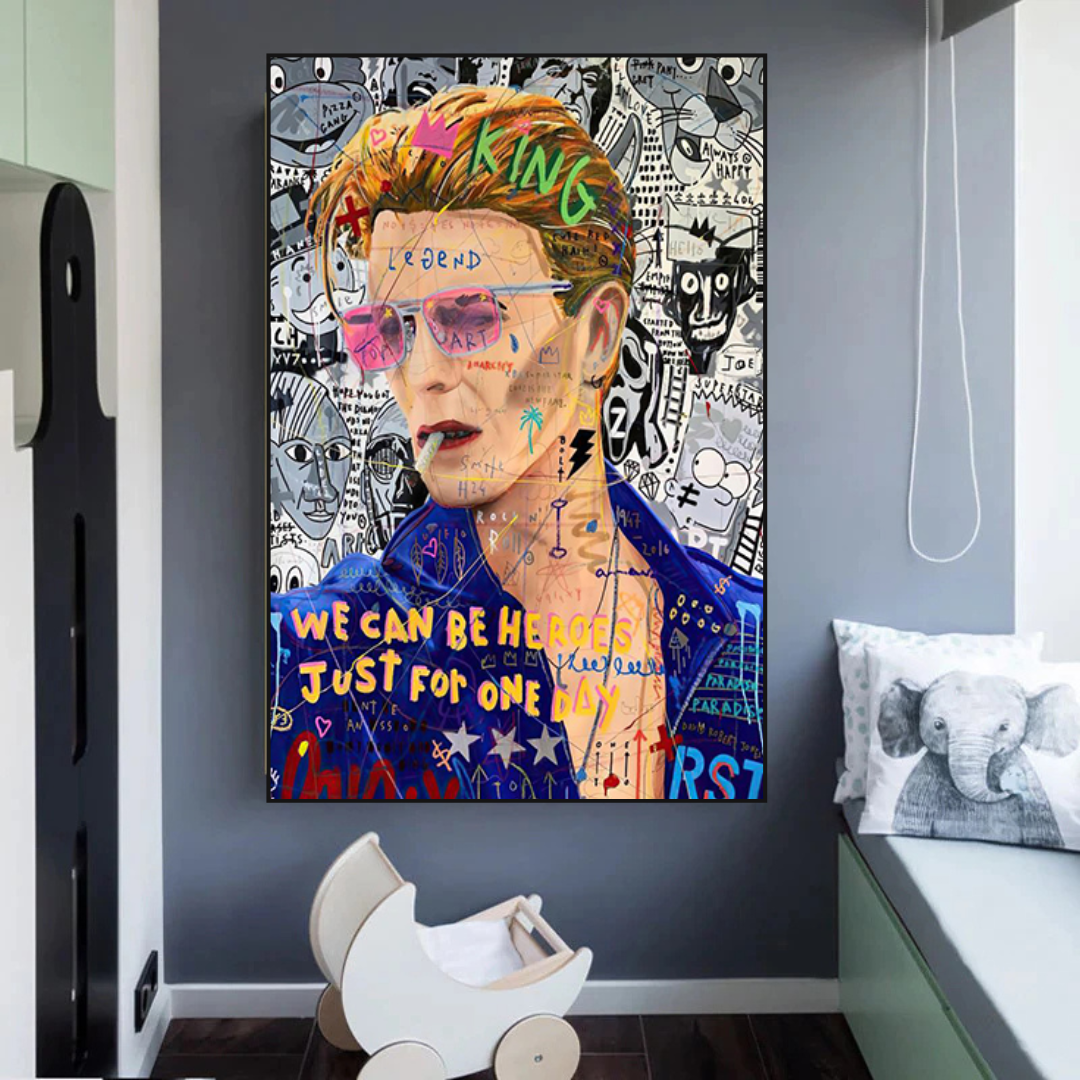 Banksy David Bowie Singer Canvas Wall Art-ChandeliersDecor