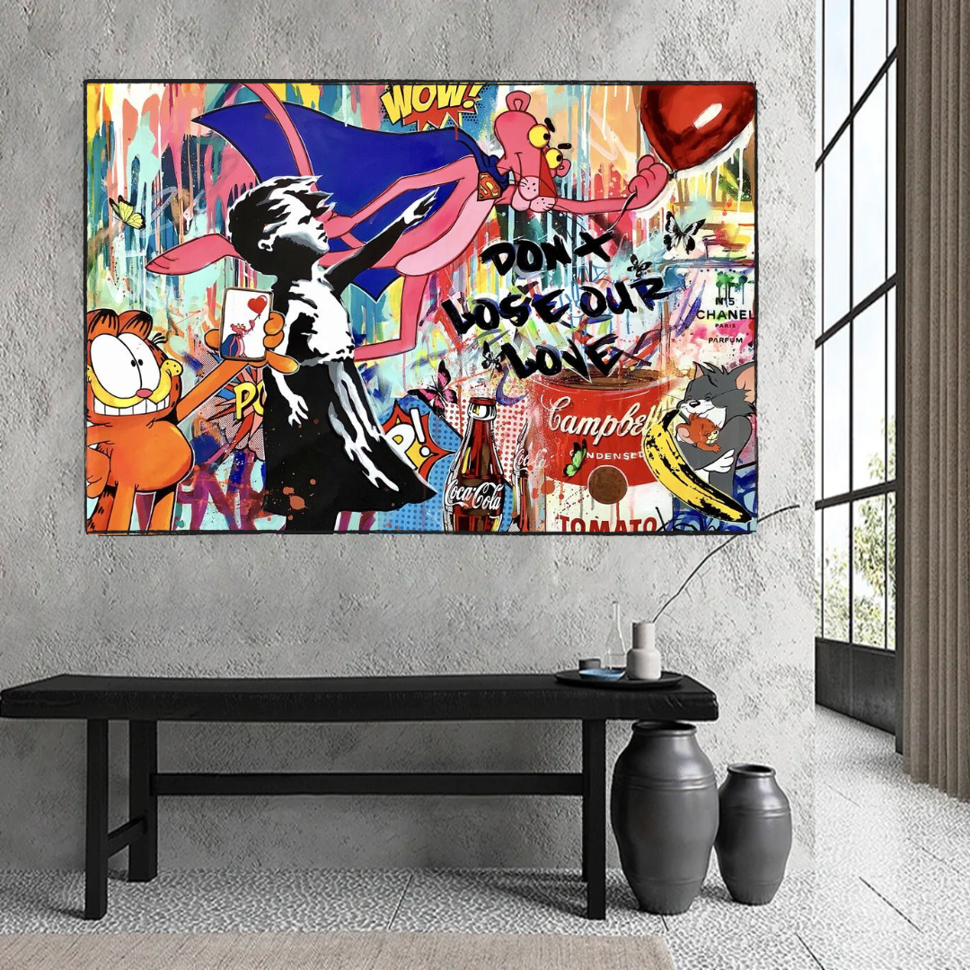 Banksy Don't Loose your Love Canvas Wall Art-ChandeliersDecor