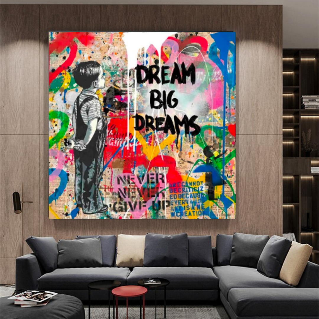 Banksy Dream Big Dreams Wall Art - Explore Inspiring Art-ChandeliersDecor