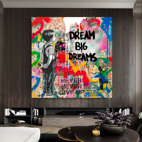 Banksy Dream Big Dreams Wall Art - Explore Inspiring Art-ChandeliersDecor