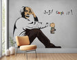 Banksy Einstein Just Google it Wallpaper Mural-ChandeliersDecor.com
