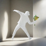 Banksy Flower Bomber Boy Statue Sculpture-ChandeliersDecor