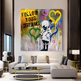 Banksy Follow Your Dreams Graffiti Canvas Wall Art