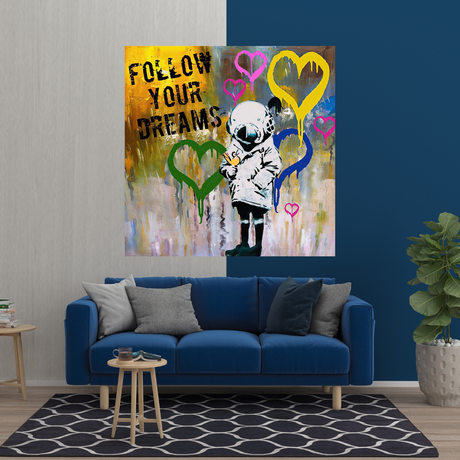 Banksy Follow Your Dreams Graffiti Canvas Wall Art-ChandeliersDecor