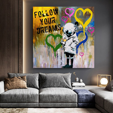 Banksy Follow Your Dreams Graffiti Canvas Wall Art-ChandeliersDecor