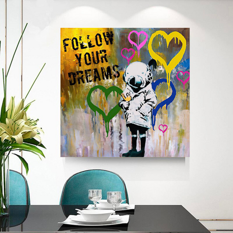 Banksy Follow Your Dreams Graffiti Canvas Wall Art-ChandeliersDecor