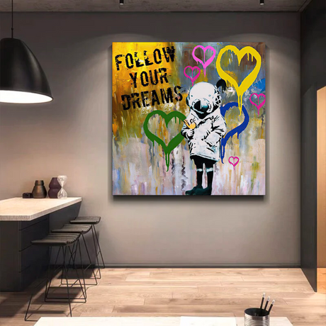 Banksy Follow Your Dreams Graffiti Canvas Wall Art-ChandeliersDecor