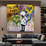 Banksy Follow Your Dreams Graffiti Canvas Wall Art-ChandeliersDecor