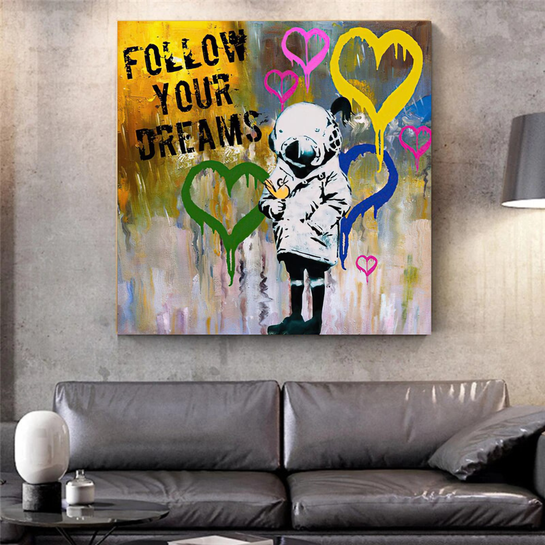 Banksy Follow Your Dreams Graffiti Canvas Wall Art-ChandeliersDecor