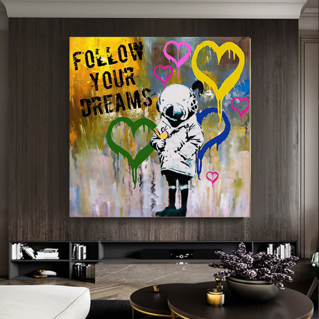 Banksy Follow Your Dreams Graffiti Canvas Wall Art-ChandeliersDecor