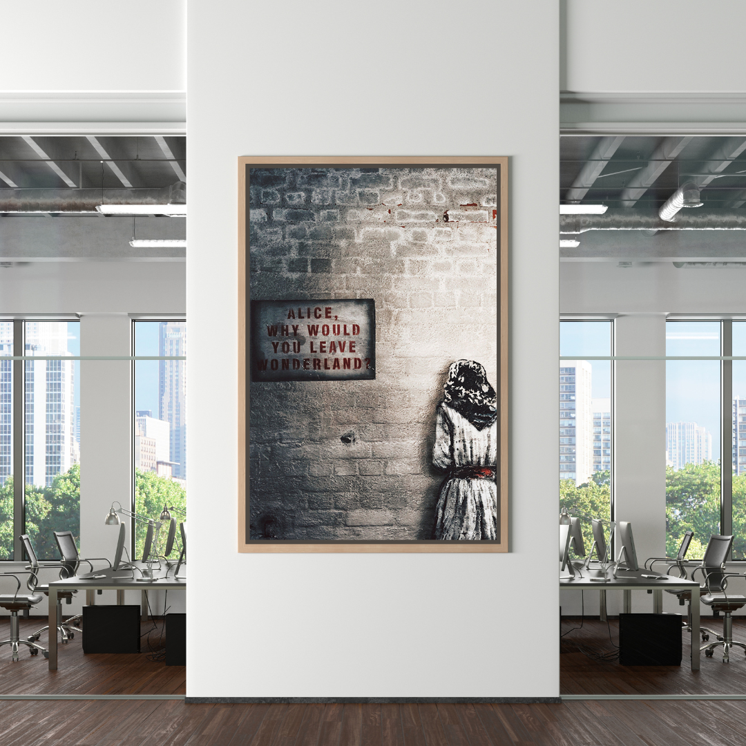 Banksy Graffiti Alice and Wonderland Canvas Wall Art-ChandeliersDecor