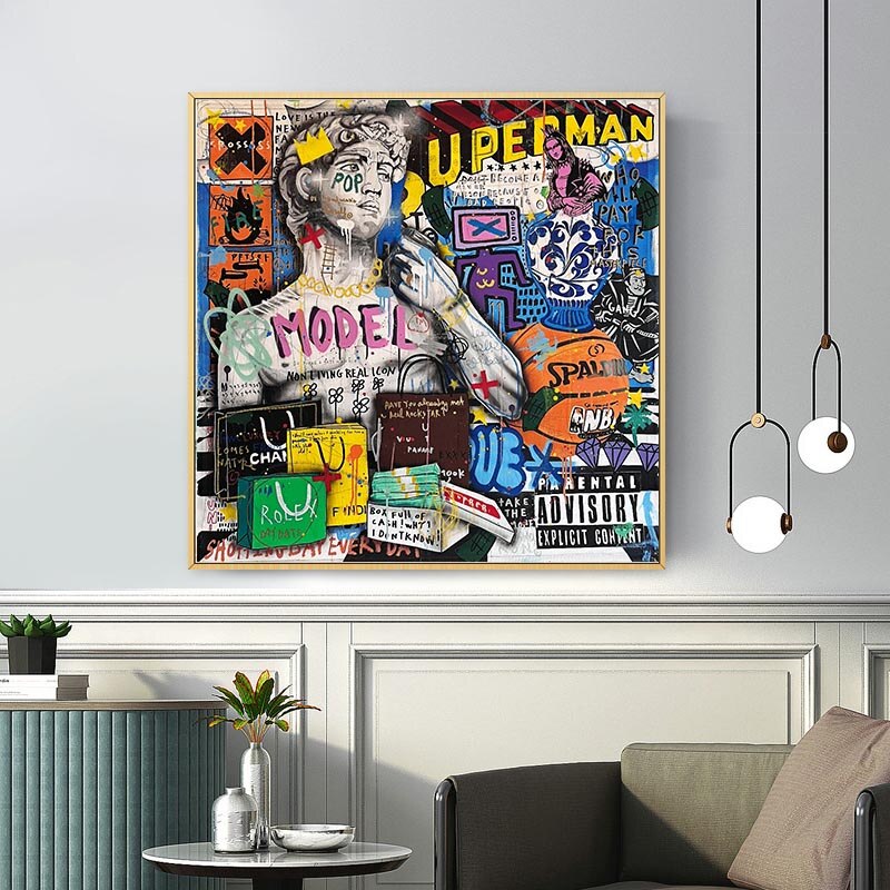 Banksy Graffiti David Luxury Fashion Canvas Wall Art-ChandeliersDecor