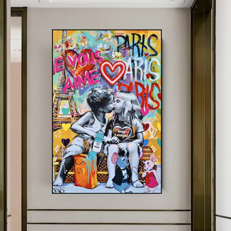 Banksy I Love You Paris Wall Art: Expressive Masterpiece-ChandeliersDecor