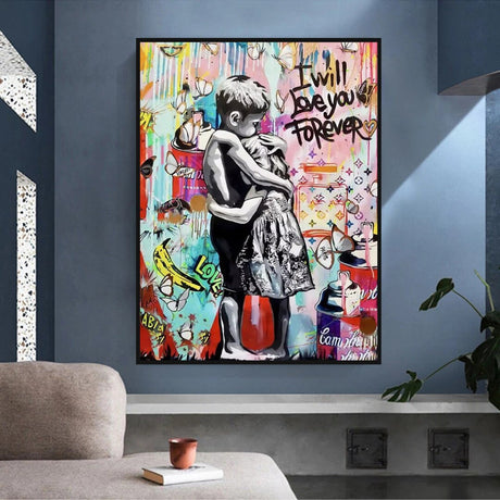 Banksy I will Love you forever Canvas Wall Art-ChandeliersDecor