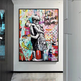 Banksy I will Love you forever Canvas Wall Art-ChandeliersDecor