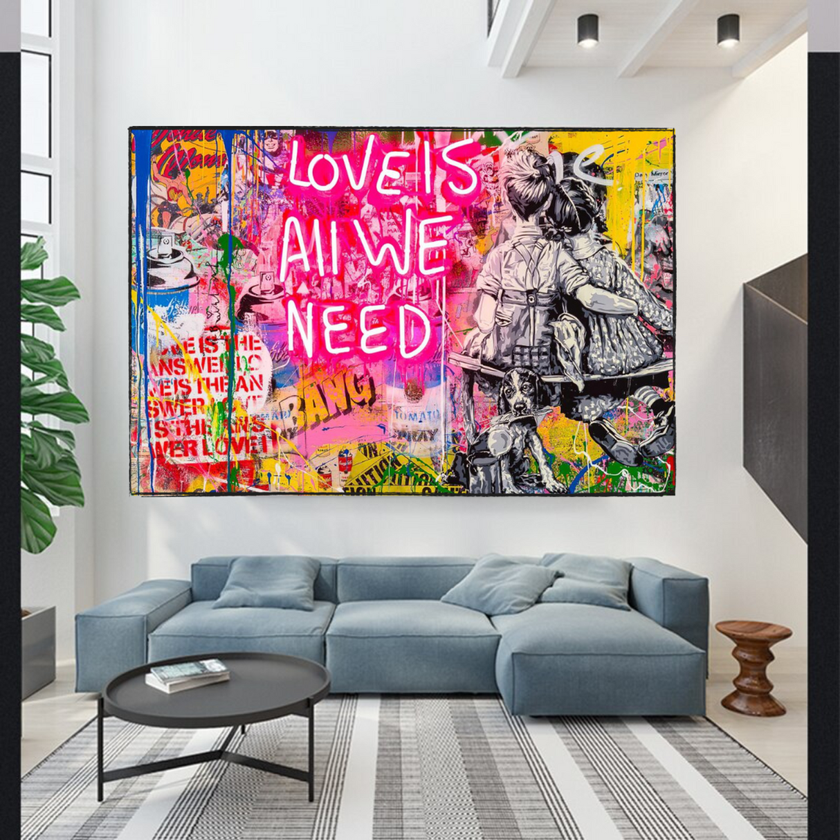 Banksy Love is all we need Canvas Wall Art