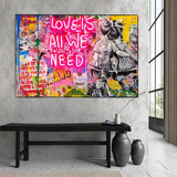 Banksy Love is all we need Canvas Wall Art-ChandeliersDecor