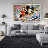 Banksy Mickey Mouse Supreme Canvas Wall Art-ChandeliersDecor