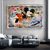 Banksy Mickey Mouse Supreme Canvas Wall Art-ChandeliersDecor