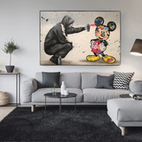 Banksy Mickey Spray Painted Canvas Wall Art - Street Art Print for Home Decor-ChandeliersDecor