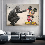 Banksy Mickey Spray Painted Canvas Wall Art - Street Art Print for Home Decor-ChandeliersDecor