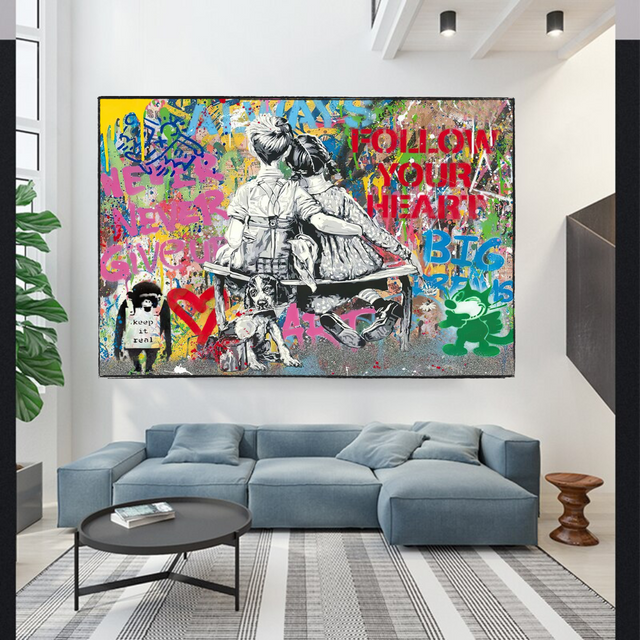 Banksy Never Give Up Follow Your Dreams Canvas Wall Art