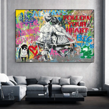 Banksy Never Give Up Follow Your Dreams Canvas Wall Art-ChandeliersDecor