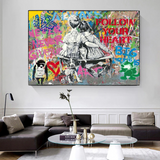 Banksy Never Give Up Follow Your Dreams Canvas Wall Art-ChandeliersDecor