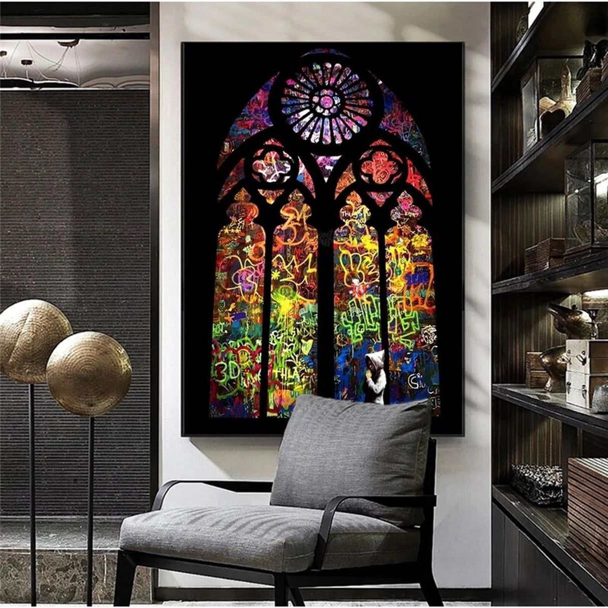 Banksy Stained Glass Boy Praying Graffiti Art Canvas Paintings On the Wall Art Posters And Prints Street Art Pictures Home Decor