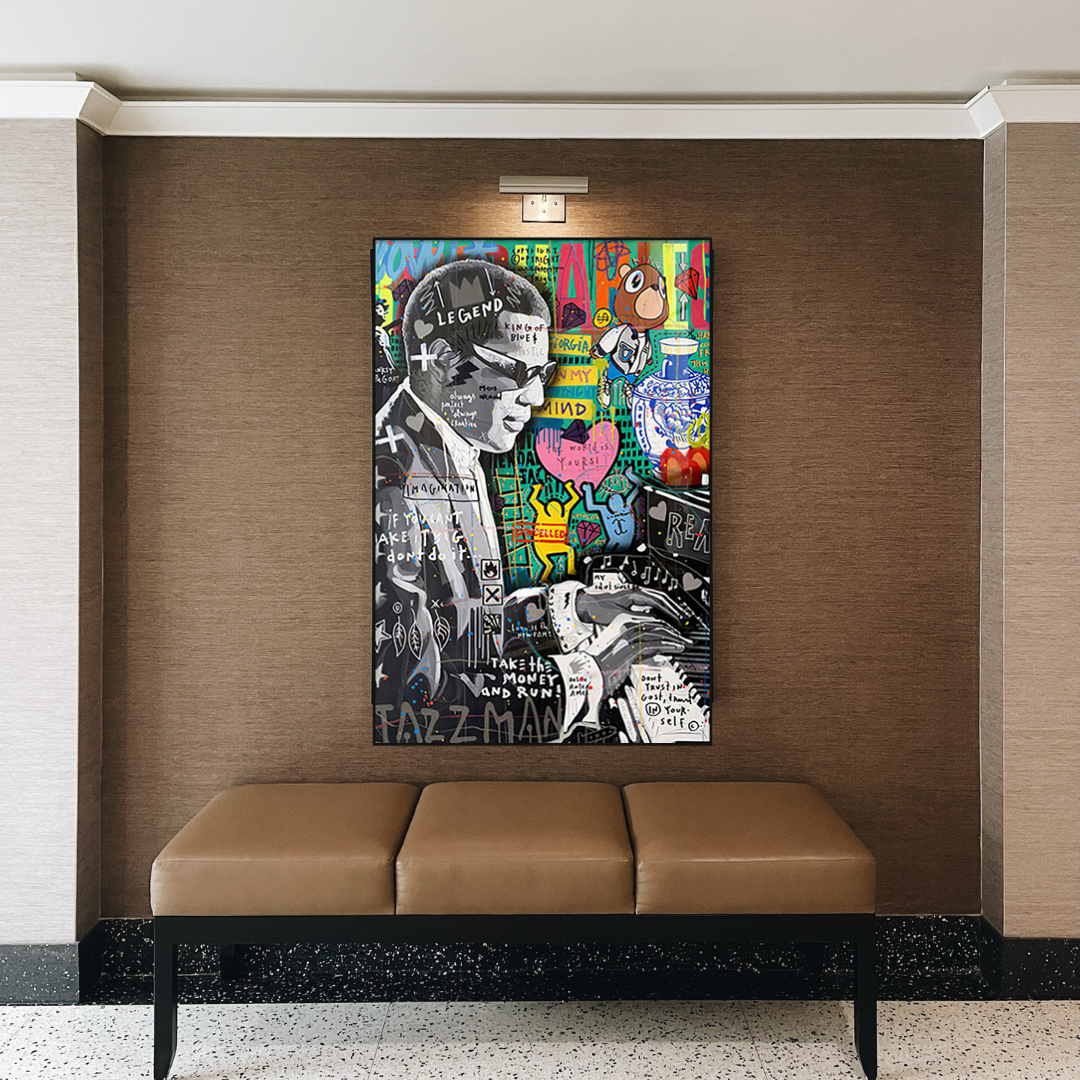 Banksy Ray Charles Robinson American Singer Canvas Wall Art-ChandeliersDecor