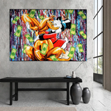 Banksy Scrooge McDuck and Dog Canvas Wall Art-ChandeliersDecor