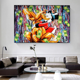 Banksy Scrooge McDuck and Dog Canvas Wall Art-ChandeliersDecor