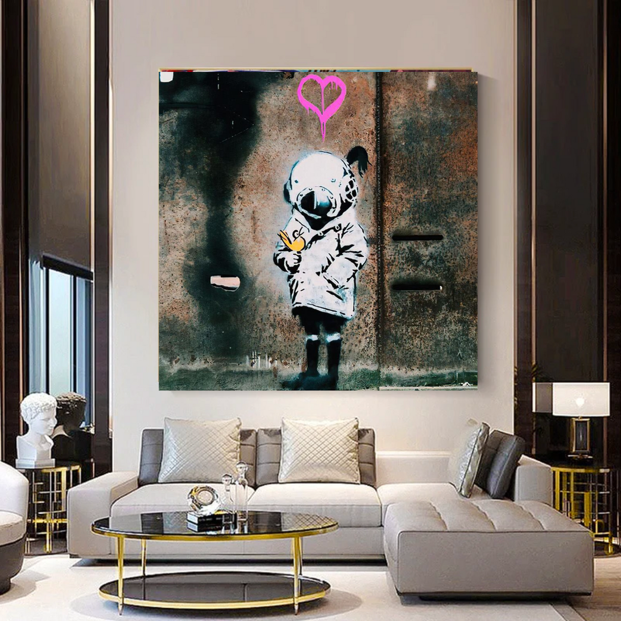 Banksy Space Girl and Bird Wall Art - Captivating Design